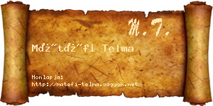 Mátéfi Telma névjegykártya